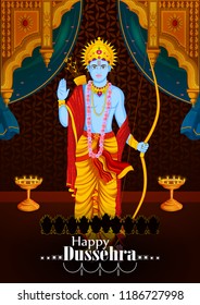 Lord Rama blessing during Dussehra festival of India in vector