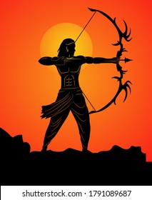 Lord rama with Bow and Arrow graphic trendy vector graphic poster design.