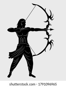 Lord rama with Bow and Arrow graphic trendy vector graphic black design.