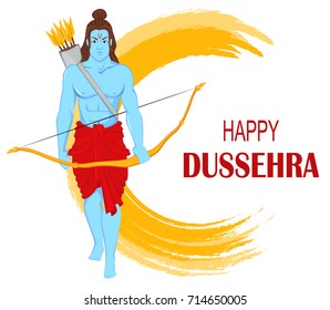Lord Rama with bow and arrows for Dussehra Navratri festival of India. Vector illustration for holiday