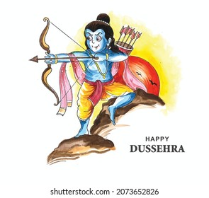 	Lord rama happy dussehra festival wishes card watercolor background