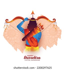 Lord rama happy dussehra festival wishes card illustration festival background	