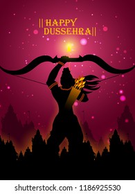 Lord Rama in Happy Dussehra Navratri celebration India holiday background. Vector illustration