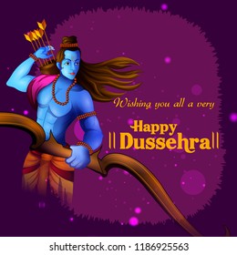 Lord Rama in Happy Dussehra Navratri celebration India holiday background. Vector illustration