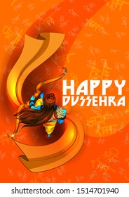 Lord Rama in Happy Dussehra Navratri celebration India holiday background with Hindi text meaning Shri Ram. Vector illustration