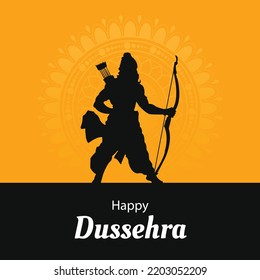 Lord Rama Happy Dussehra Navratri Festival Celebration India Holiday Background
