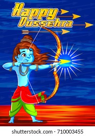 Lord Rama in Happy Dussehra Navratri celebration India holiday background. Vector illustration