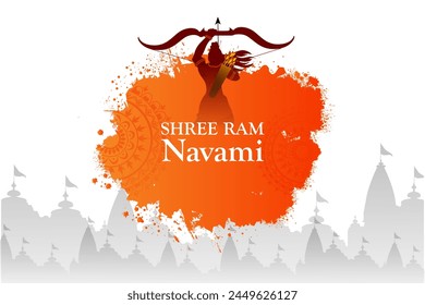 Lord Rama in Happy Ram Navami celebration of India holiday background. Vector illustration