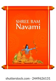 Lord Rama in Happy Ram Navami celebration of India holiday background. Vector illustration