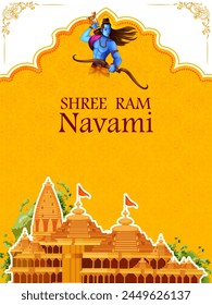 Lord Rama in Happy Ram Navami celebration of India holiday background. Vector illustration