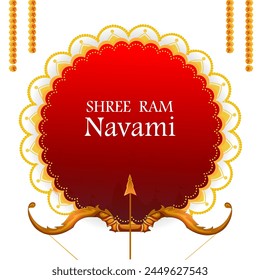 Lord Rama in Happy Ram Navami celebration of India holiday background. Vector illustration