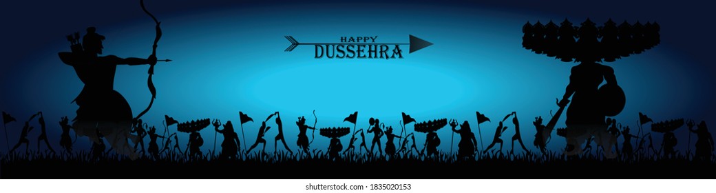 Lord Rama killing Ravana design for Dusshera festival of India, vector illustration.