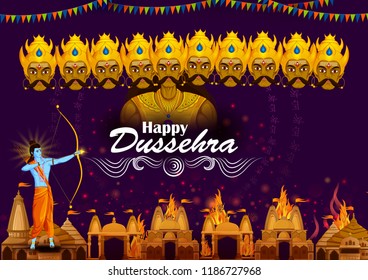 Lord Rama Killing Ravana During Dussehra Stock Vector (Royalty Free ...