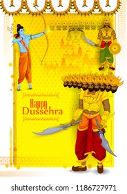 Lord Rama killing Ravana during Dussehra festival of India in vector