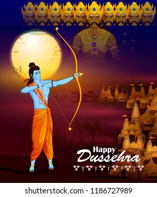 Lord Rama killing Ravana during Dussehra festival of India in vector