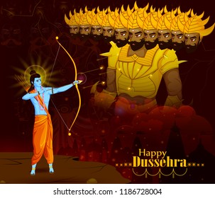 Lord Rama killing Ravana during Dussehra festival of India in vector