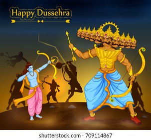 Lord Rama Killing Ravana During Dussehra Stock Vector (Royalty Free ...