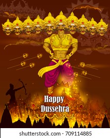 Lord Rama killing Ravana during Dussehra festival of India in vector