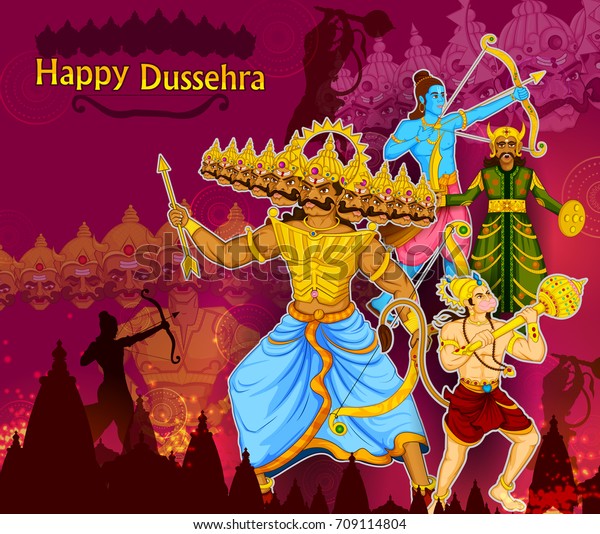 Lord Rama Killing Ravana During Dussehra Stock Vector (Royalty Free ...