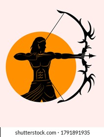 Lord rama logo graphic trendy silhouette design.