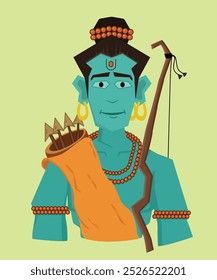 Lord Rama is a major deity in Hinduism. Illustration of lord Ram(Rama) that depicts his simplicity and calmness