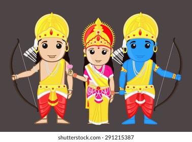 Lord Rama with Mata Sita and Brother Laxman