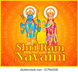 Lord Rama and Sita wishing Happy Dussehra in vector