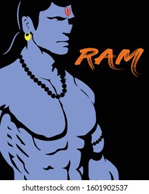 Lord Rama vector graphic design with text art.