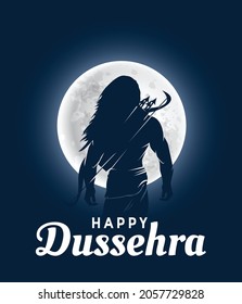 Lord rama vector graphic design with holding Bow and Arrow amazing full moon vector art.	