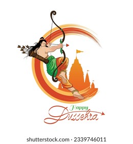 Lord Rama vector illustration, Hindu God Rama drawing, Ramayana battle with Ravana vector art