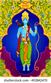 Lord Rama wishing Happy Dussehra in vector