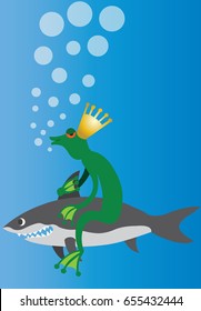 Lord of the Sea
a frog riding a shark