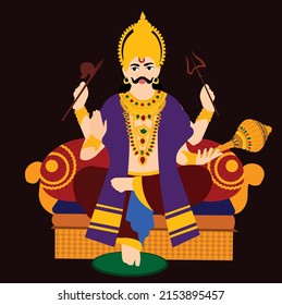 Lord Shani Dev Indian Hindu God Vector Illustration