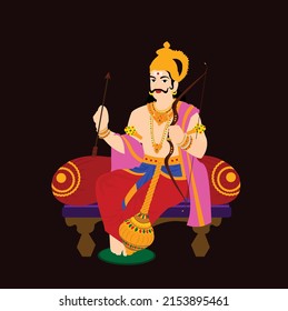 Lord Shani Dev Indian Hindu God Vector Illustration