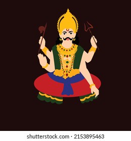 Lord Shani Dev Indian Hindu God Vector Illustration