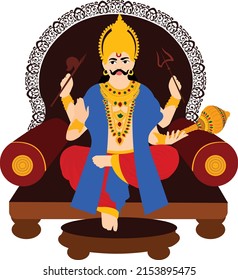 Lord Shani Dev Indian Hindu God Vector Illustration