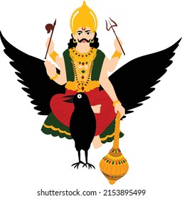 Lord Shani Dev Indian Hindu God Vector Illustration