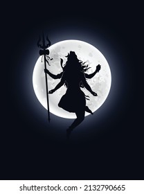 Lord Shiv with moon background Graphic trendy design with trident