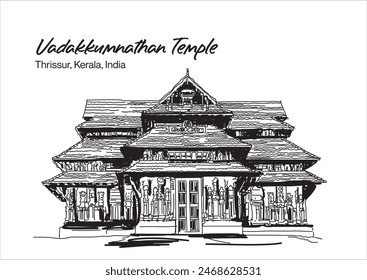   lord shiva ancient old traditional style south indian hindu religion  Vadakkumnathan Temple Thrissur, Kerala, India 