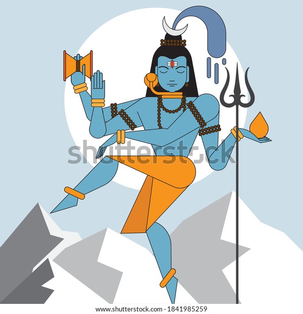 Lord Shiva Dance Pose On Backdrop Stock Vector (royalty Free 