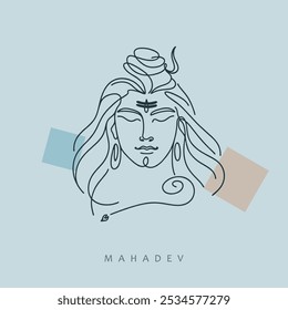 Lord Shiva Divine Face Creative Line Art para Maha Shivaratri Vetor