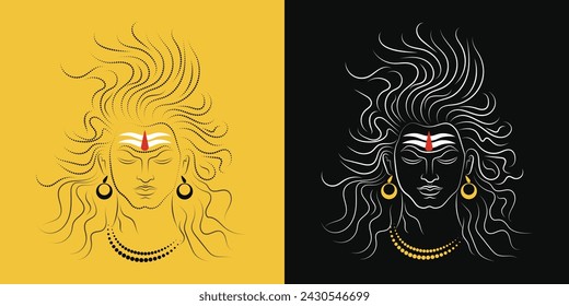 Lord shiva línea de puntos vector de arte 