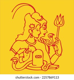 Lord Shiva with goddess Parvati Vector File.