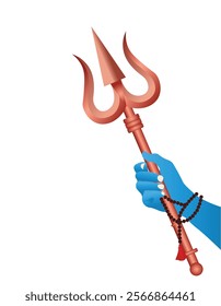 Lord Shiva hand with trishul vector on white isolated