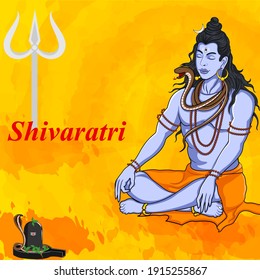 Lord Shiva the Hindu God for religious Shivratri background in vector