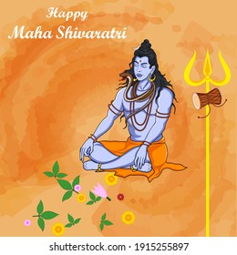 Lord Shiva the Hindu God for religious Shivratri background in vector