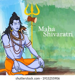 Lord Shiva the Hindu God for religious Shivratri background in vector