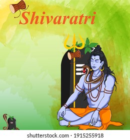 Lord Shiva the Hindu God for religious Shivratri background in vector