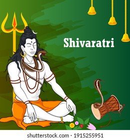 Lord Shiva the Hindu God for religious Shivratri background in vector
