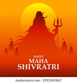 Lord Shiva the Hindu God for religious festival with text in Hindi meaning Maha Shivratri background in vector